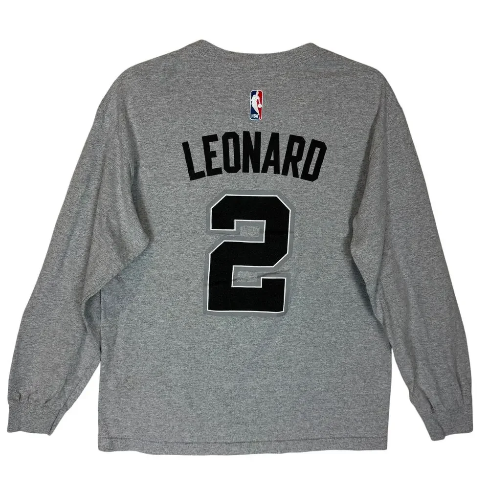 Adidas San Antonio Spurs Sweatshirt Men Medium Gray #2 Kawhi Leonard Long Sleeve